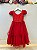 Vestido Infantil Vermelho Busto Nervura Daminhas Festas Luxo - Imagem 4
