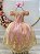 Vestido Infantil Rosa Com Renda Realeza Dourada e Pérolas - Imagem 1