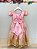 Vestido Infantil Rosa Com Renda Realeza Dourada e Pérolas - Imagem 5