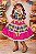Vestido Infantil Junino Caipira Arraiá Pink Xadrez Colorido Laços - Imagem 1