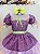 Vestido Infantil Junino Lilás Com Estampa Florzinhas Festas - Imagem 2