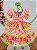 Vestido Infantil Junino Caipira Xadrez Laranja Flores Coloridas - Imagem 5