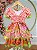 Vestido Infantil Junino Caipira Xadrez Laranja Flores Coloridas - Imagem 9