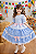 Vestido Infantil Junino Caipira Arraiá Azul Claro Xadrez Laços - Imagem 6