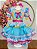 Vestido Infantil Junino Arraiá Azul Estampa Colorida - Imagem 1