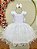 Vestido Infantil Branco Saia Babados e Glitter Daminha - Imagem 1