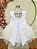 Vestido Infantil Branco Saia Babados e Glitter Daminha - Imagem 5