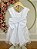 Vestido Infantil Branco Saia Babados e Glitter Daminha - Imagem 4