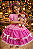 Vestido Infantil Junino Caipira Pink Xadrez Laços - Imagem 6