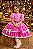 Vestido Infantil Junino Caipira Pink Xadrez Laços - Imagem 1