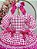 Vestido Infantil Junino Caipira Pink Xadrez Laços - Imagem 4