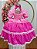 Vestido Infantil Junino Caipira Pink Xadrez Laços - Imagem 9