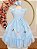 Vestido Infantil Azul Claro Jardim Encantado Apliques Festas - Imagem 1
