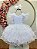 Vestido Infantil Branco Saia com Babados e Glitter Festas - Imagem 1