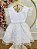 Vestido Infantil Branco Saia com Babados e Glitter Festas - Imagem 3
