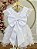 Vestido Infantil Branco Saia com Babados e Glitter Festas - Imagem 4