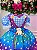 Vestido Junino Luxo Ursinho Quermesse Azul - Imagem 5