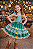 Vestido Infantil de Alça Junino Arraiá Festas Verde Xadrez - Imagem 4