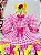 Vestido Infantil Junino Caipira Xadrez Rosa e Amarelo Florido - Imagem 3