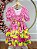 Vestido Infantil Junino Caipira Xadrez Rosa e Amarelo Florido - Imagem 6
