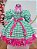 Vestido Infantil Junino Arraiá Caipira Xadrez Verde Florido - Imagem 5