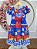 Vestido Infantil Junino Caipira Festas Azul Colorido Girassol - Imagem 5