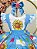 Vestido Infantil Junino Festas Azul Girassol Colorido - Imagem 2