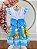 Vestido Infantil Junino Festas Azul Girassol Colorido - Imagem 5