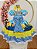 Vestido Infantil Junino Xadrez Caipira Azul Girassol Luxo - Imagem 3
