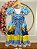 Vestido Infantil Junino Xadrez Caipira Azul Girassol Luxo - Imagem 4