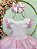 Vestido Infantil Rosa Claro Busto Strass Saia Babados Daminhas - Imagem 2