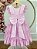 Vestido Infantil Rosa Claro Busto Strass Saia Babados Daminhas - Imagem 5