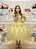 Vestido Infantil Amarelo Renda Dourada Realeza Festas - Imagem 3