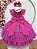 Vestido Infantil Pink Busto Strass Saia Babados Daminhas - Imagem 3