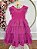 Vestido Infantil Pink Busto Strass Saia Babados Daminhas - Imagem 4