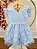 Vestido Infantil Azul Claro Saia Babados e Glitter Daminhas - Imagem 4