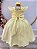 Vestido Infantil Amarelo Busto Nervura Daminhas Luxo - Imagem 3