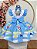 Vestido Infantil Junino Festas Azul Coração Colorido - Imagem 3