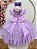 Vestido Infantil Lilás Busto Strass Saia Babados Daminhas - Imagem 3