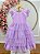 Vestido Infantil Lilás Busto Strass Saia Babados Daminhas - Imagem 4