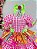 Vestido Infantil Junino Caipira Xadrez Rosa Flores Coloridas - Imagem 3