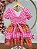 Vestido Infantil Junino Caipira Xadrez Rosa Flores Coloridas - Imagem 7