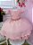 Vestido Infantil Rosa Chá Busto Nervura Cinto de Pérolas - Imagem 3