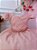 Vestido Infantil Rosa Chá Busto Nervura Cinto de Pérolas - Imagem 4
