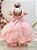 Vestido Infantil Rosa Chá Busto Nervura Cinto de Pérolas - Imagem 8