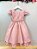 Vestido Infantil Rosa Chá Busto Nervura Cinto de Pérolas - Imagem 9
