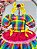 Vestido Infantil Junino Caipira Vermelho Xadrez Colorido Laços - Imagem 5