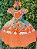 Vestido Infantil Junino Caipira São João Colorido Laranja - Imagem 1