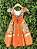 Vestido Infantil Junino Caipira São João Colorido Laranja - Imagem 2