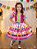Vestido Infantil Junino Caipira Pink Saia Xadrex Colorido - Imagem 6
